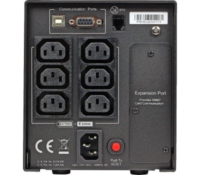 ИБП CYBERPOWER ИБП PR750ELCD {Line-Interactive, Tower, 750VA/675W USB/RS-232/EPO/SNMPslot (6 С13) 12В/7 Ач х 2}
