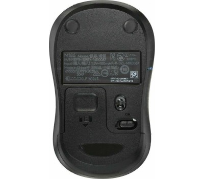 LOGITECH Мышь беспроводная M186, радио, оптическая, USB, 1000dpi, черный и серый [910-004131]