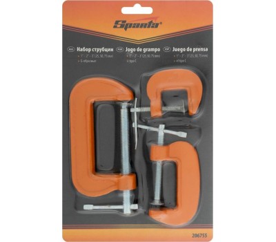 Струбцина SPARTA Набор: струбцины G-образные, 3 шт, 25-50-75 мм 206755