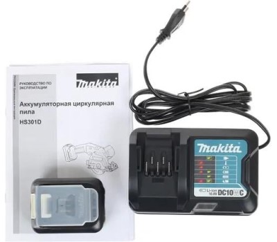 MAKITA Циркулярная пила HS301DWME, 85мм, аккумуляторная, 12В, с 2 АКБ, с ЗУ