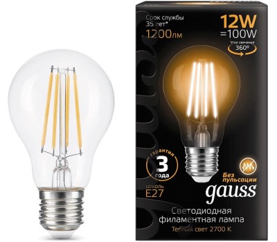 GAUSS Лампа LED E27, груша, 12Вт, 102902212, 10 шт