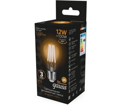 GAUSS Лампа LED E27, груша, 12Вт, 102902212, 10 шт