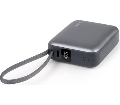 TTEC Внешний аккумулятор ReCharger Mini LCD 10000mAh USB-C PD 35W Powerbank со встроенным кабелем USB-C. Цвет: серый