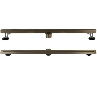 САНАКС - Трап 800х32 мм, нержавеющая сталь, линейный, вертикальный, щелевой, с сухим затвором, цвет ЗОЛОТО МАТОВОЕ. 40062