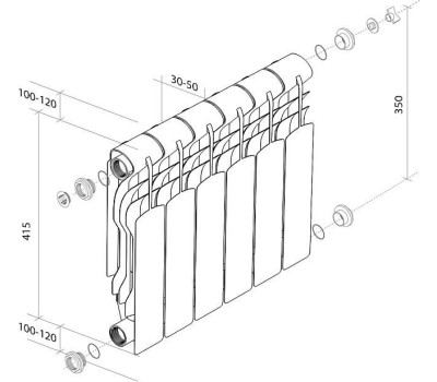 Радиатор ROYAL THERMO Радиатор биметаллический Revolution B 350 - 5 секц