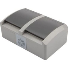 KRANZ (KR-78-0614) БЛОК ГОРИЗОНТАЛЬНЫЙ 2РОЗЕТКИ (КЕРАМИКА) INDUSTRIAL IP54 С ЗАЗЕМЛЕНИЕМ, О/У, СЕРЫЙ