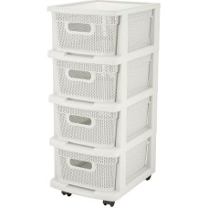 Комод KEEPLEX KL379622048 Комод Ajur с корзинами на колесиках четырехсекционный компакт 37х30х69см белое облако