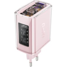 ACEFAST Сетевое зарядное устройство A45 Sparkling series PD65W GaN (2*USB-C+USB-A) charger (EU). Цвет: нежно-розовый