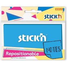 STICK`N Блок самоклеящийся бумажный 27081 76x126мм 80лист. 70г/м2 синий неон 1цв.в упак