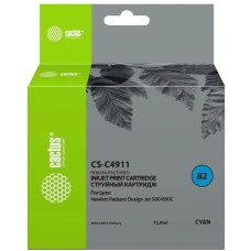 CACTUS Картридж струйный CS-C4911 №82 голубой (72мл) для HP DJ 500/800C с чипом