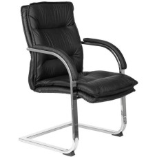 БЮРОКРАТ Кресло T-9927SL-LOW-V черный кожа низк.спин. полозья металл хром