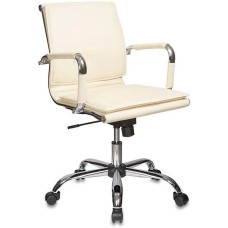 БЮРОКРАТ Кресло руководителя Ch-993-Low слоновая кость экокожа низк.спин. крестов. металл хром