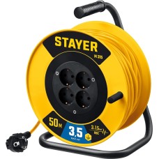 STAYER M-315, ПВС, 3 х 1.5 мм2, 50 м, 3500 Вт, силовой удлинитель на катушке (55078-50)