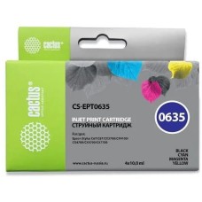 Картридж струйный CACTUS Картридж струйный CS-EPT0635 T0635 черный/голубой/пурпурный/желтый набор (40мл) для Epson Stylus C67/C87/CX3700/CX4100/CX4700 с чипом