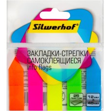 SILWERHOF Закладки самокл. пластиковые 45x12мм 5цв.в упак. 25лист стрелки европодвес