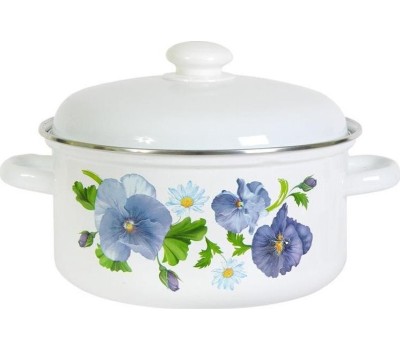 Кастрюля ЛЫСЬВА 1512АП2/4 Анютины глазки, эмал. 3,0л