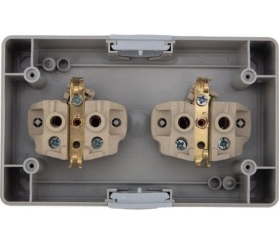 KRANZ (KR-78-0614) БЛОК ГОРИЗОНТАЛЬНЫЙ 2РОЗЕТКИ (КЕРАМИКА) INDUSTRIAL IP54 С ЗАЗЕМЛЕНИЕМ, О/У, СЕРЫЙ