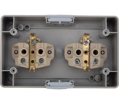 KRANZ (KR-78-0614) БЛОК ГОРИЗОНТАЛЬНЫЙ 2РОЗЕТКИ (КЕРАМИКА) INDUSTRIAL IP54 С ЗАЗЕМЛЕНИЕМ, О/У, СЕРЫЙ