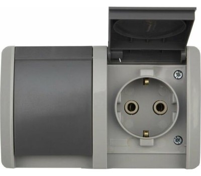 KRANZ (KR-78-0614) БЛОК ГОРИЗОНТАЛЬНЫЙ 2РОЗЕТКИ (КЕРАМИКА) INDUSTRIAL IP54 С ЗАЗЕМЛЕНИЕМ, О/У, СЕРЫЙ