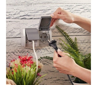 KRANZ (KR-78-0614) БЛОК ГОРИЗОНТАЛЬНЫЙ 2РОЗЕТКИ (КЕРАМИКА) INDUSTRIAL IP54 С ЗАЗЕМЛЕНИЕМ, О/У, СЕРЫЙ