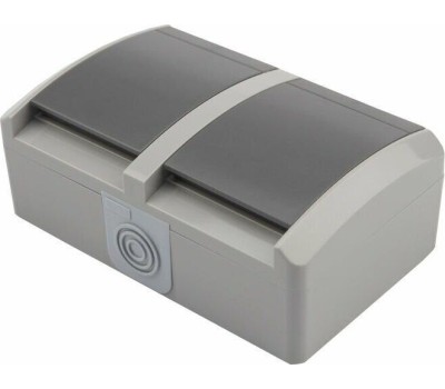 KRANZ (KR-78-0614) БЛОК ГОРИЗОНТАЛЬНЫЙ 2РОЗЕТКИ (КЕРАМИКА) INDUSTRIAL IP54 С ЗАЗЕМЛЕНИЕМ, О/У, СЕРЫЙ