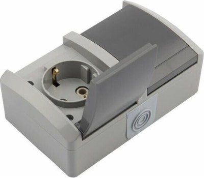 KRANZ (KR-78-0614) БЛОК ГОРИЗОНТАЛЬНЫЙ 2РОЗЕТКИ (КЕРАМИКА) INDUSTRIAL IP54 С ЗАЗЕМЛЕНИЕМ, О/У, СЕРЫЙ