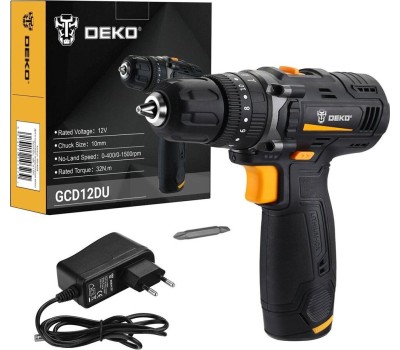 Дрель-шуруповерт ударная аккумуляторная DEKO GCD12DU, 12В, 1x1.5Ач 063-4039