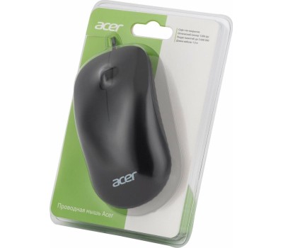 ACER Мышь OMW122 черный оптическая (1200dpi) USB (3but)