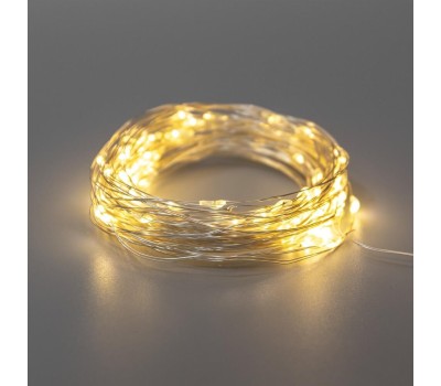 Гирлянда NEON-NIGHT (303-256) Гирлянда Роса 10м, 100LED, цвет свечения теплый белый, IP44, на батарейках 3хАА, с пультом 8 режимов