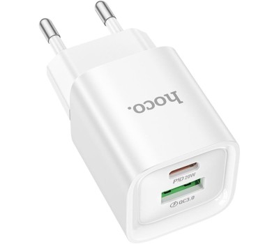 СЗУ HOCO (6942007630276) C147A 1USB+1Type-C 3.0A PD 20W+QC3.0 , White
