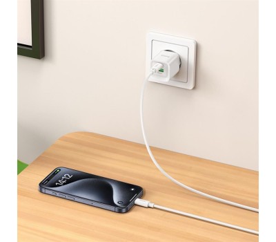 СЗУ HOCO (6942007630276) C147A 1USB+1Type-C 3.0A PD 20W+QC3.0 , White