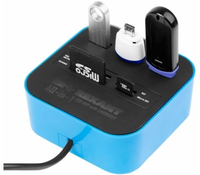 REXANT Разветвитель USB на 3 порта+картридер (все в одном) черный