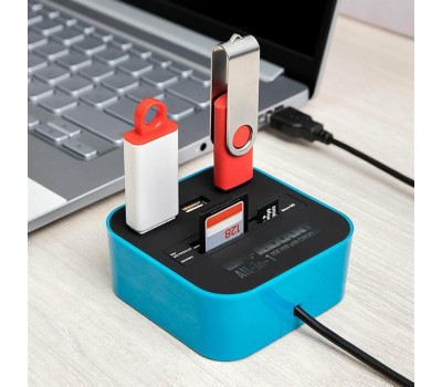 REXANT Разветвитель USB на 3 порта+картридер (все в одном) черный