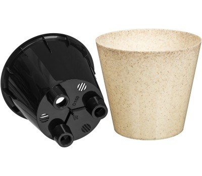 Горшок цветочный HOMVER Pepper D160мм, 1,6л с дренажной вставкой (светло-бежевый) 221606425/01