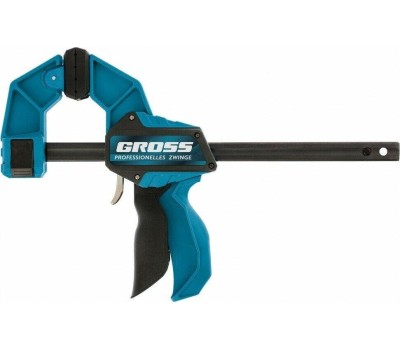 Струбцина GROSS Струбцина реечная, быстрозажимная, пистолетного типа, пошаговый механизм, пластиковый корпус, 150 мм 20700