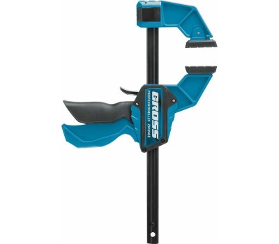 Струбцина GROSS Струбцина реечная, быстрозажимная, пистолетного типа, пошаговый механизм, пластиковый корпус, 150 мм 20700