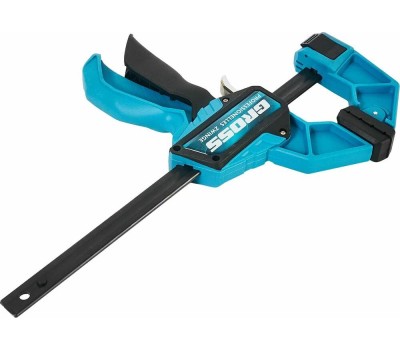 Струбцина GROSS Струбцина реечная, быстрозажимная, пистолетного типа, пошаговый механизм, пластиковый корпус, 150 мм 20700