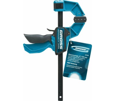 Струбцина GROSS Струбцина реечная, быстрозажимная, пистолетного типа, пошаговый механизм, пластиковый корпус, 150 мм 20700