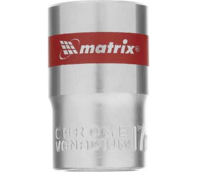 Головка торцевая MATRIX Головка торцевая, 17 мм, шестигранная, CrV, под квадрат 1/2, хромированная 13117
