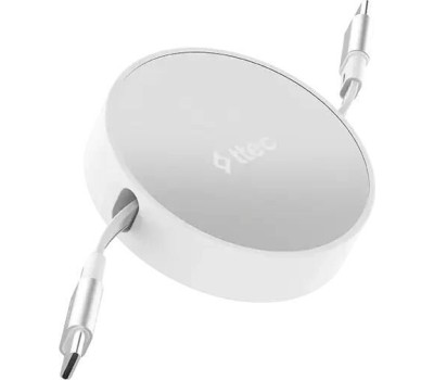 TTEC Кабель выдвижной USB-C to USB-C Mini Retractable 100W PD/QC 120cm Fast Charge Cable. Длина: 120 см. Цвет: лунный белый