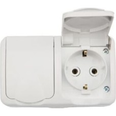 KRANZ (KR-78-0607) БЛОК ГОРИЗОНТАЛЬНЫЙ 2 РОЗЕТКИ (КЕРАМИКА) MINI OG IP54 С ЗАЗЕМЛЕНИЕМ, О/У, БЕЛЫЙ