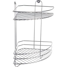РОССИЯ RUS-385002-2 Полка для ванной 2-х ярусная угловая с крючками