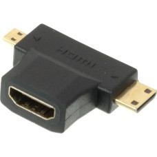 NONAME Переходник аудио-видео HDMI (f) - Micro HDMI (m), Mini HDMI (m), черный [+ mini hdmi (male)]