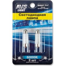 Лампа автомобильная AVS SV037 T11/белый/ (SV8,5) 6SMD 2835, 36 мм, блистер 2 шт
