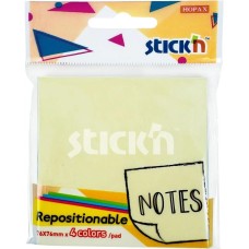 STICK`N Блок самоклеящийся бумажный 27082 76x76мм 80лист. 70г/м2 пастель ассорти 4цв.в упак