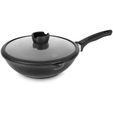 RONDELL Сковорода ВОК (WOK) Escurion RDA-870 круглая 28см покрытие: Xylan Plus ручка съемная (с крышкой) черный