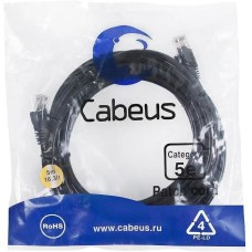 CABEUS Патч-корд PC-UTP-RJ45-CAT.5E-5M-BK-LSZH U/UTP RJ-45 вил.-вилка RJ-45 кат.5E 5м черный LSZH