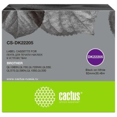 CACTUS Картридж ленточный CS-DK22205 DK-22205 черный на белом 62x30.48 для Brother P-touch QL-500, QL-550, QL-700, QL-800