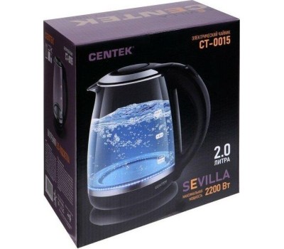 Чайник электрический CENTEK CT-0015 (2л. стекло)