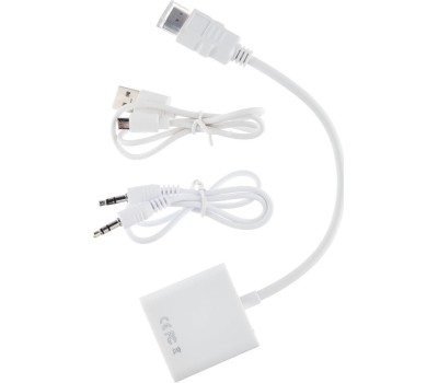 Переходник REXANT (17-6934) Переходник штекер HDMI - гнездо VGA провод + 3.5мм с питанием белый